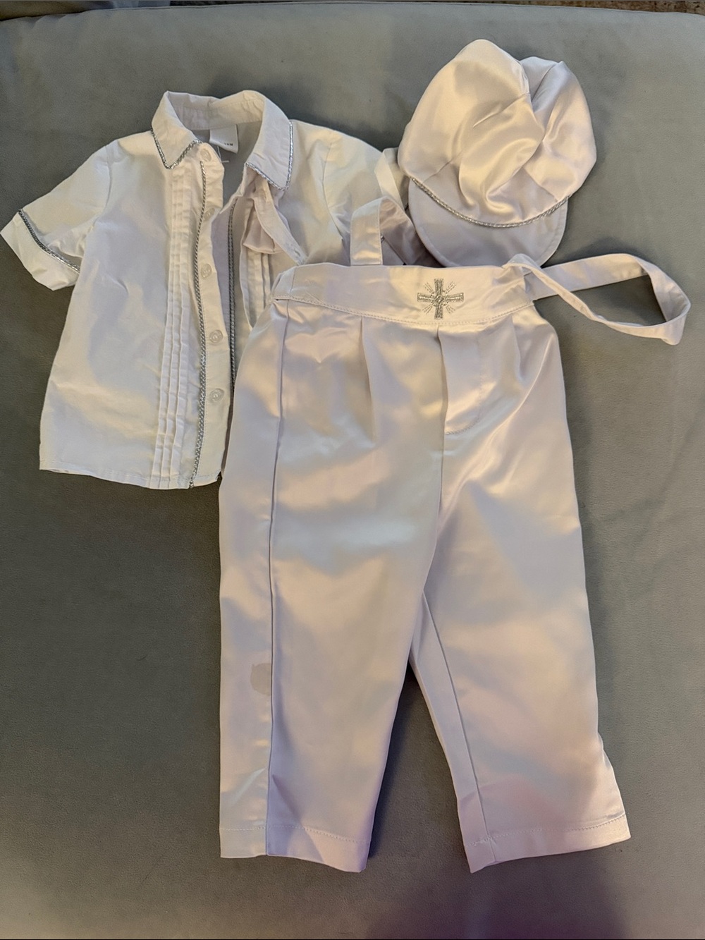 Baby Boy White Christening Outfit with Hat 12-18 months